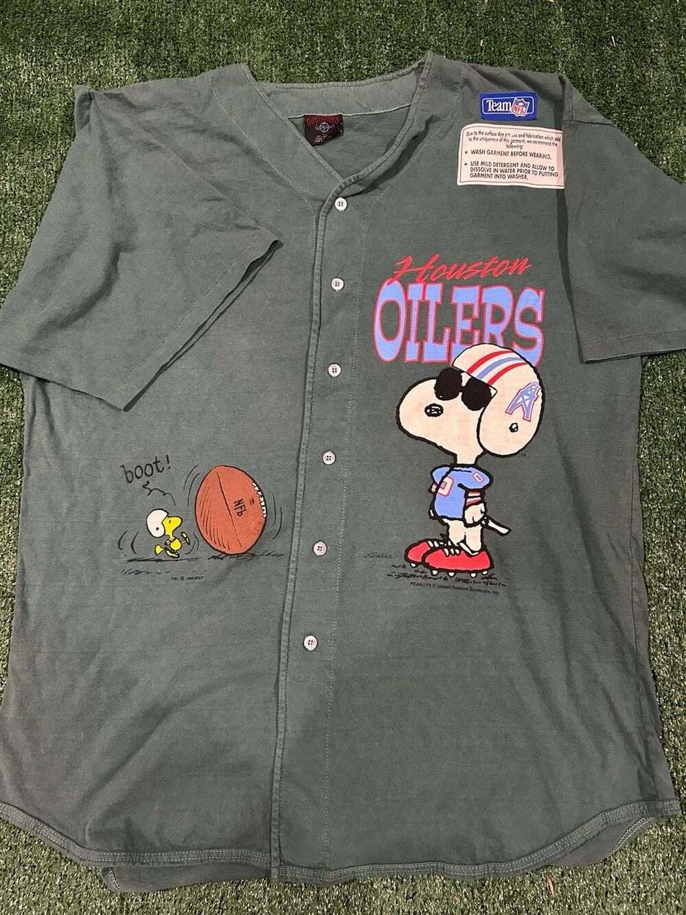 1994 Peanuts Snoopy Houston Oilers Baseball Jersey